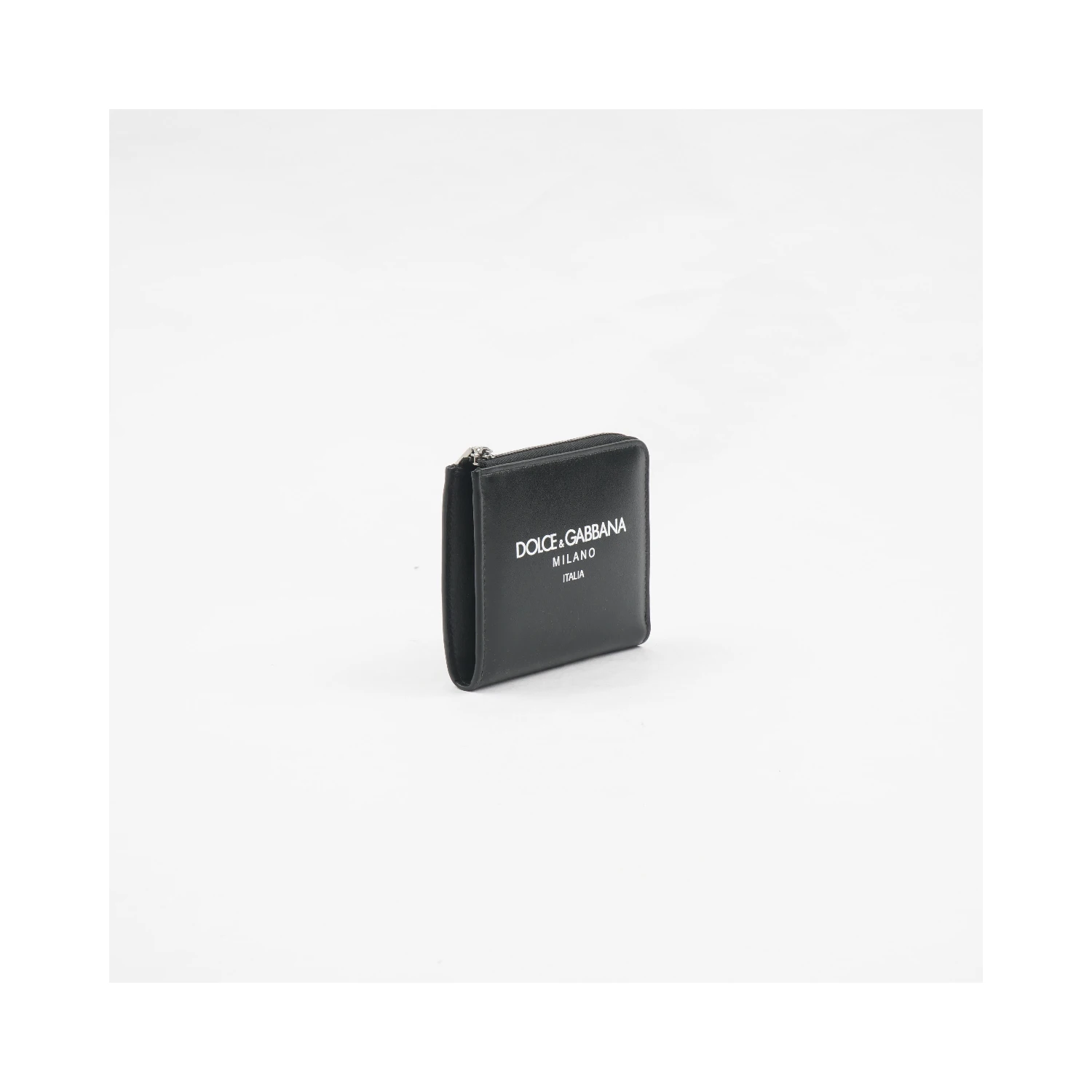 Black calf leather logo-print zip-around card holder.