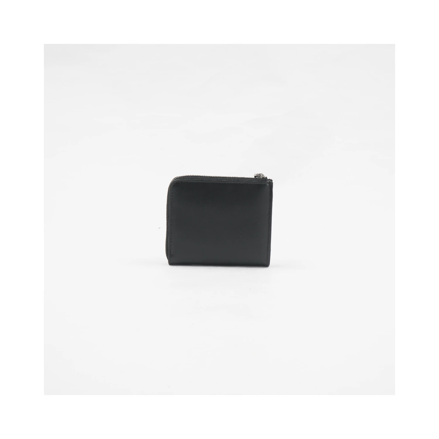 Black calf leather logo-print zip-around card holder.