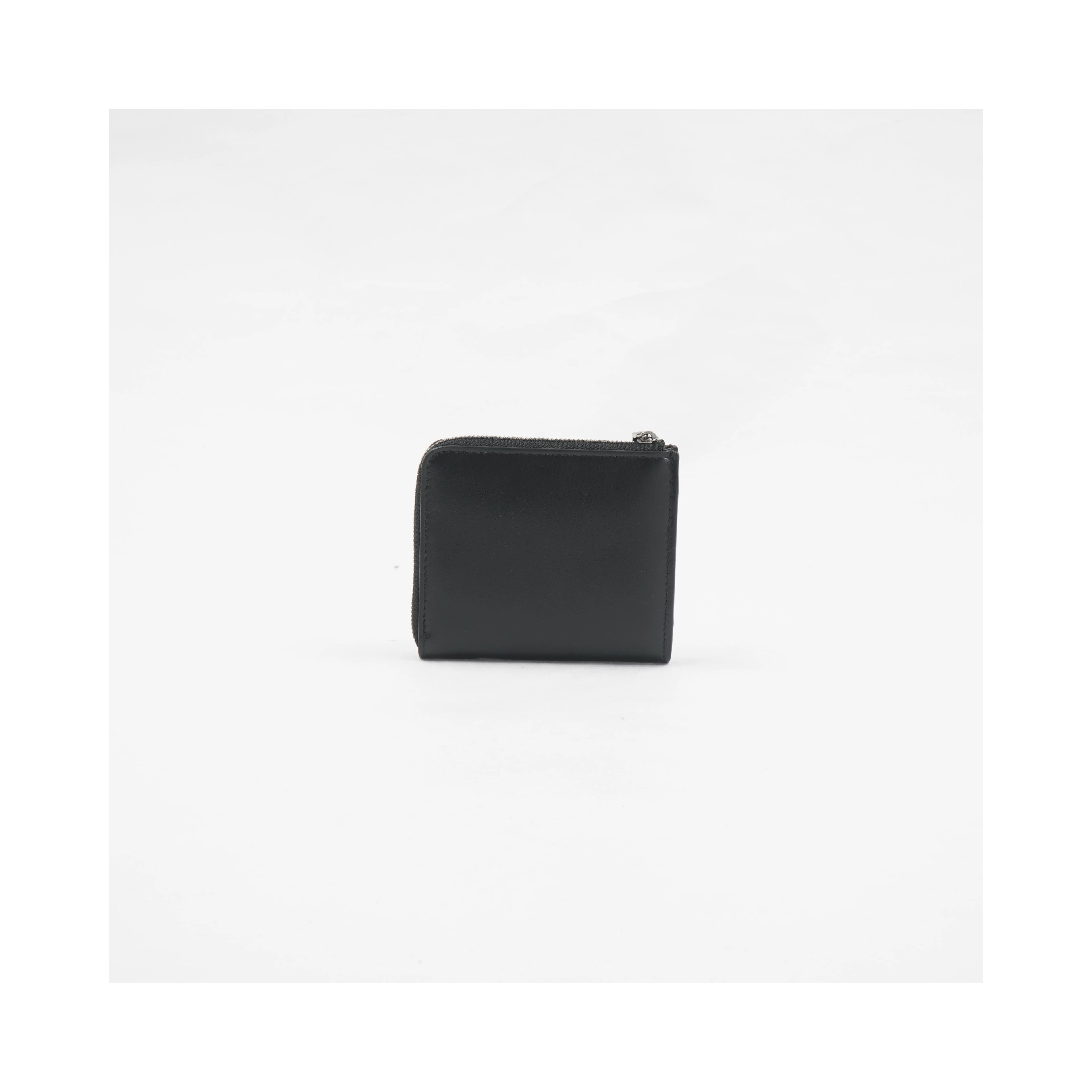 Black calf leather logo-print zip-around card holder.