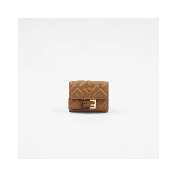 Fendi Micro Tri-Fold Wallet Leather Brown