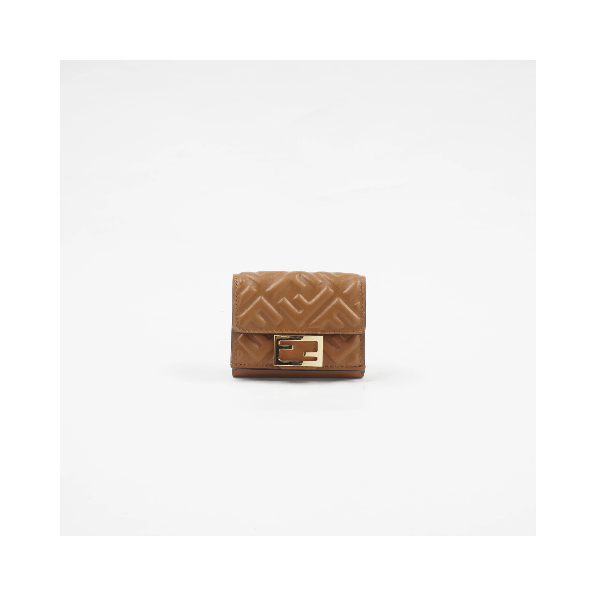 Fendi Micro Tri-Fold Wallet Leather Brown