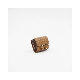 Fendi Micro Tri-Fold Wallet Leather Brown
