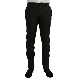 Dark Brown Wool Slim Fit Formal Pants