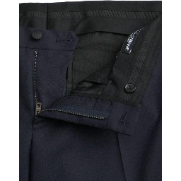 Dark Blue Wool Slim Fit Formal Pants