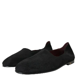 Black Suede Loafers Formal Dress Slip On Shoes