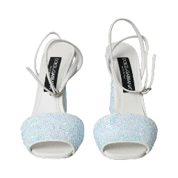 Light Blue Sequin Ankle Strap Sandals Shoes