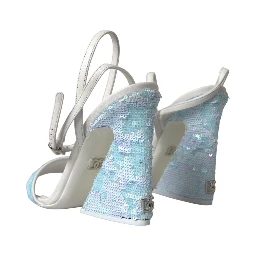 Light Blue Sequin Ankle Strap Sandals Shoes
