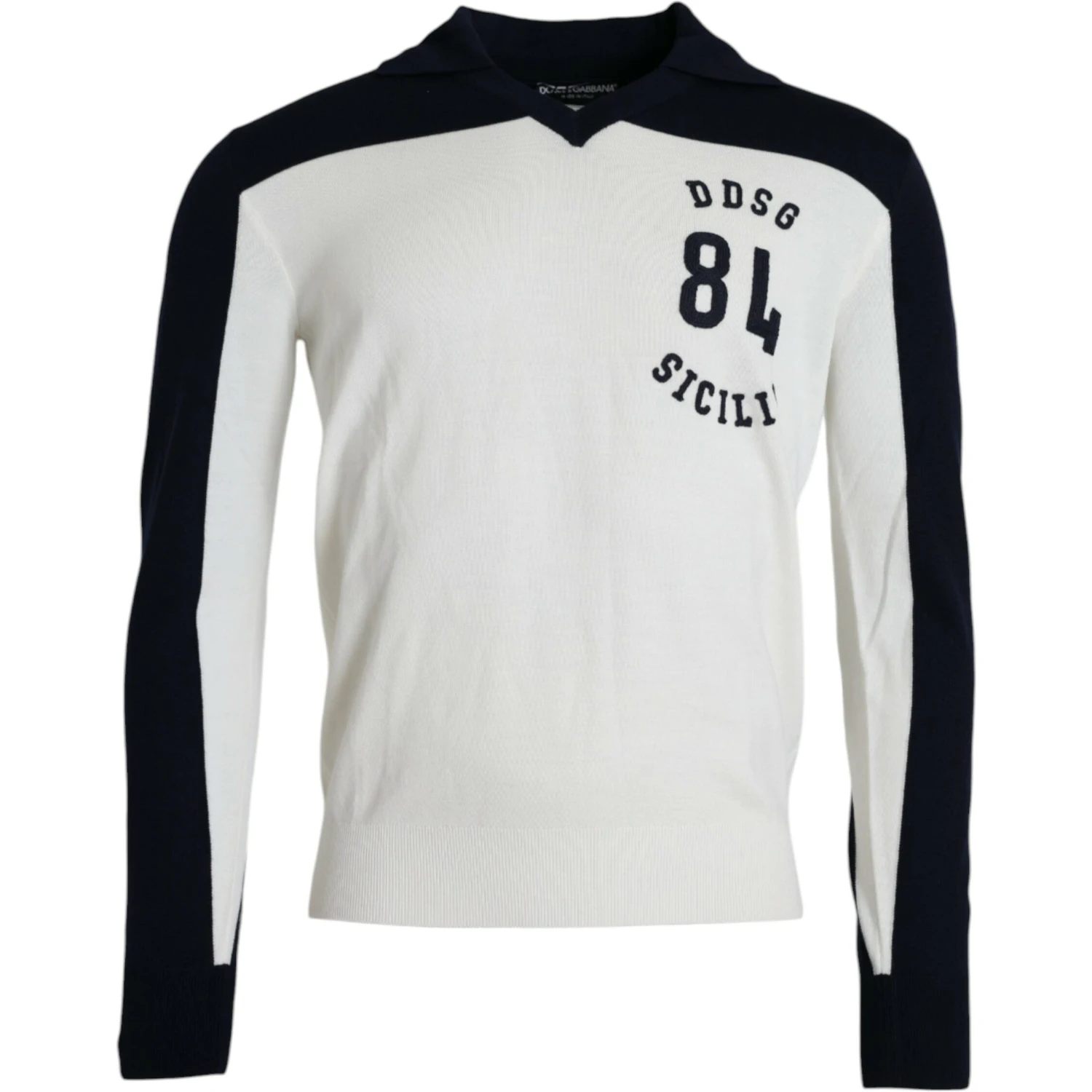White Black SICILIA Henley Shirt Pullover Sweater