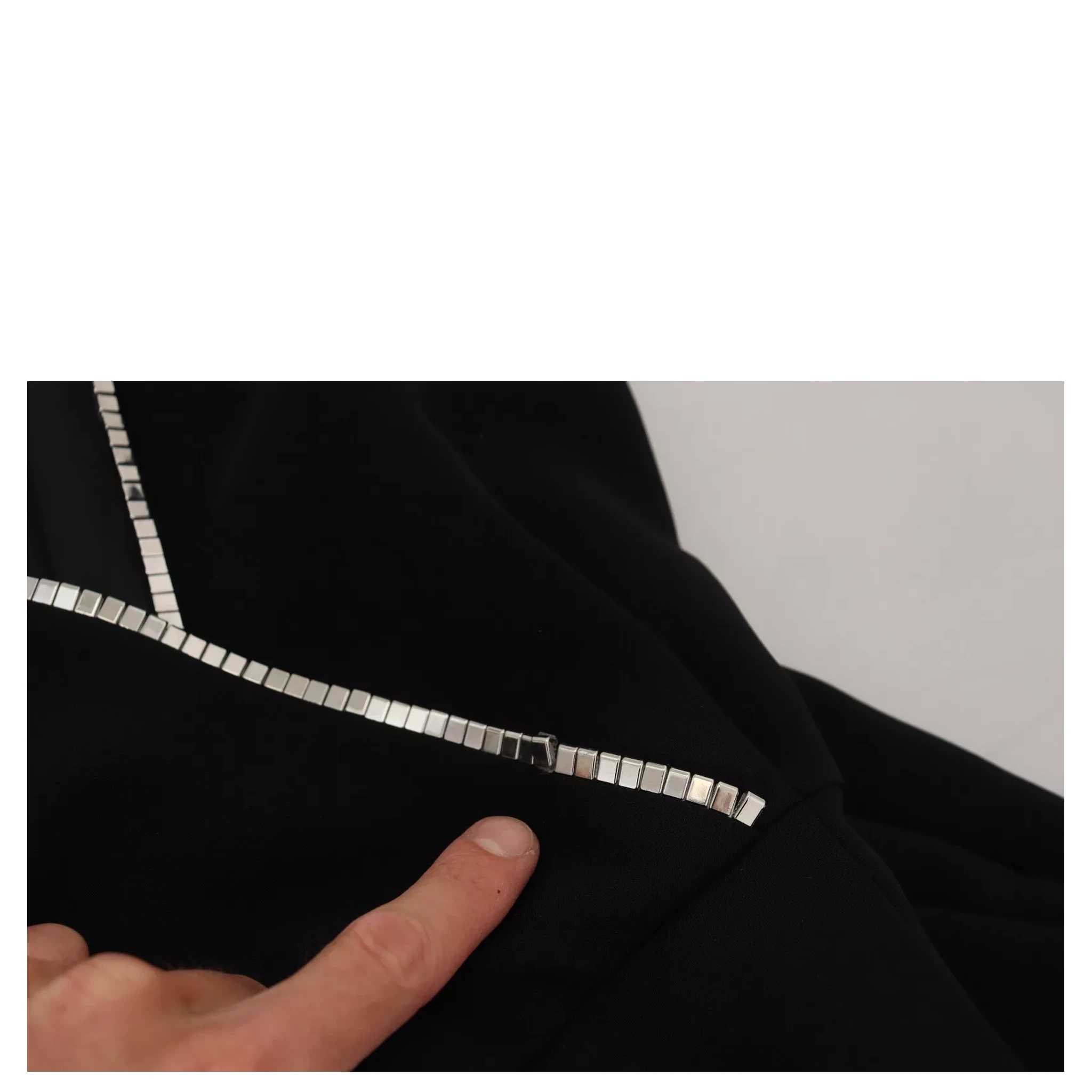 Black Embellished Sleeveless V-neck Jumpsuit Dress