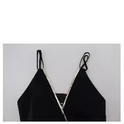 Black Embellished Sleeveless V-neck Jumpsuit Dress