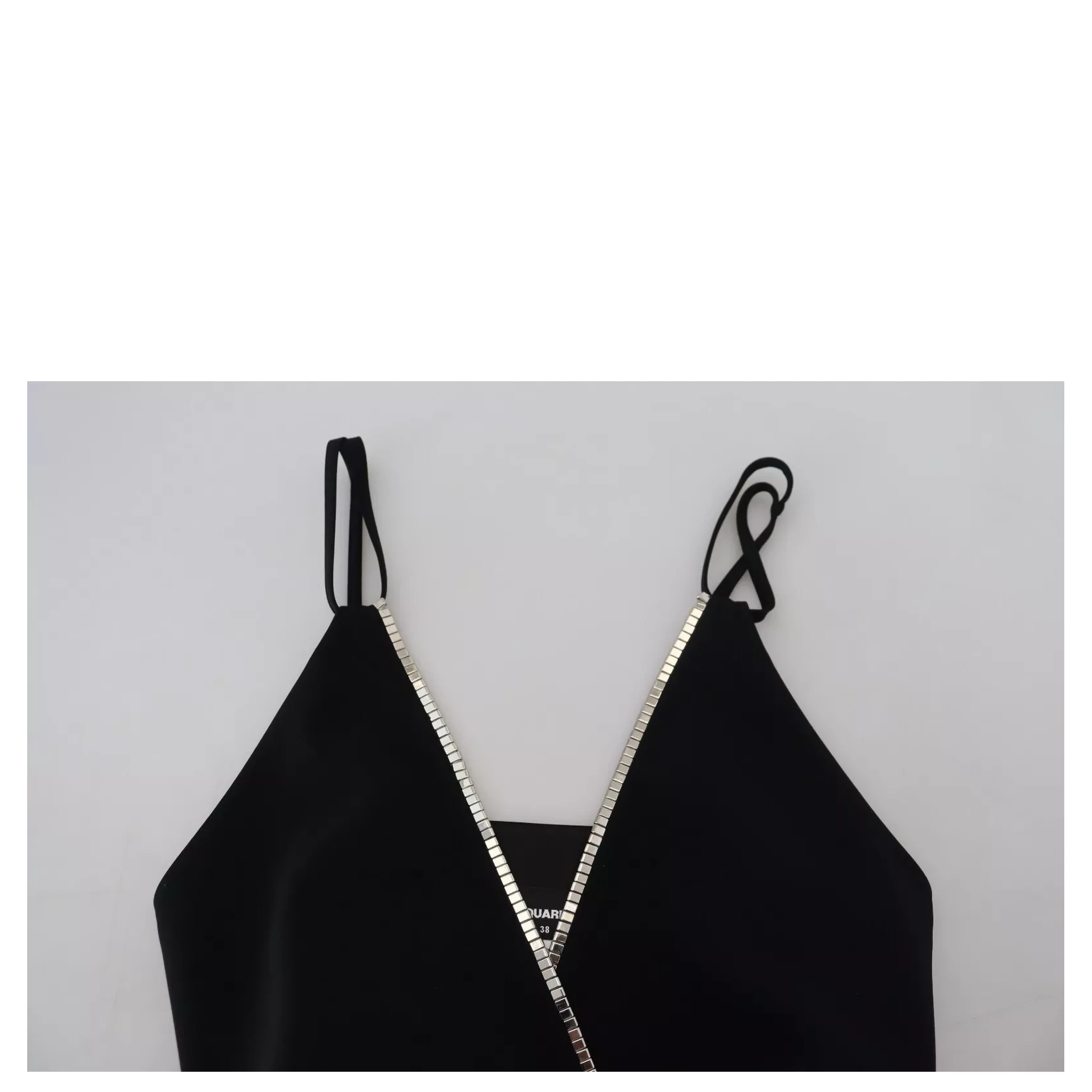 Black Embellished Sleeveless V-neck Jumpsuit Dress