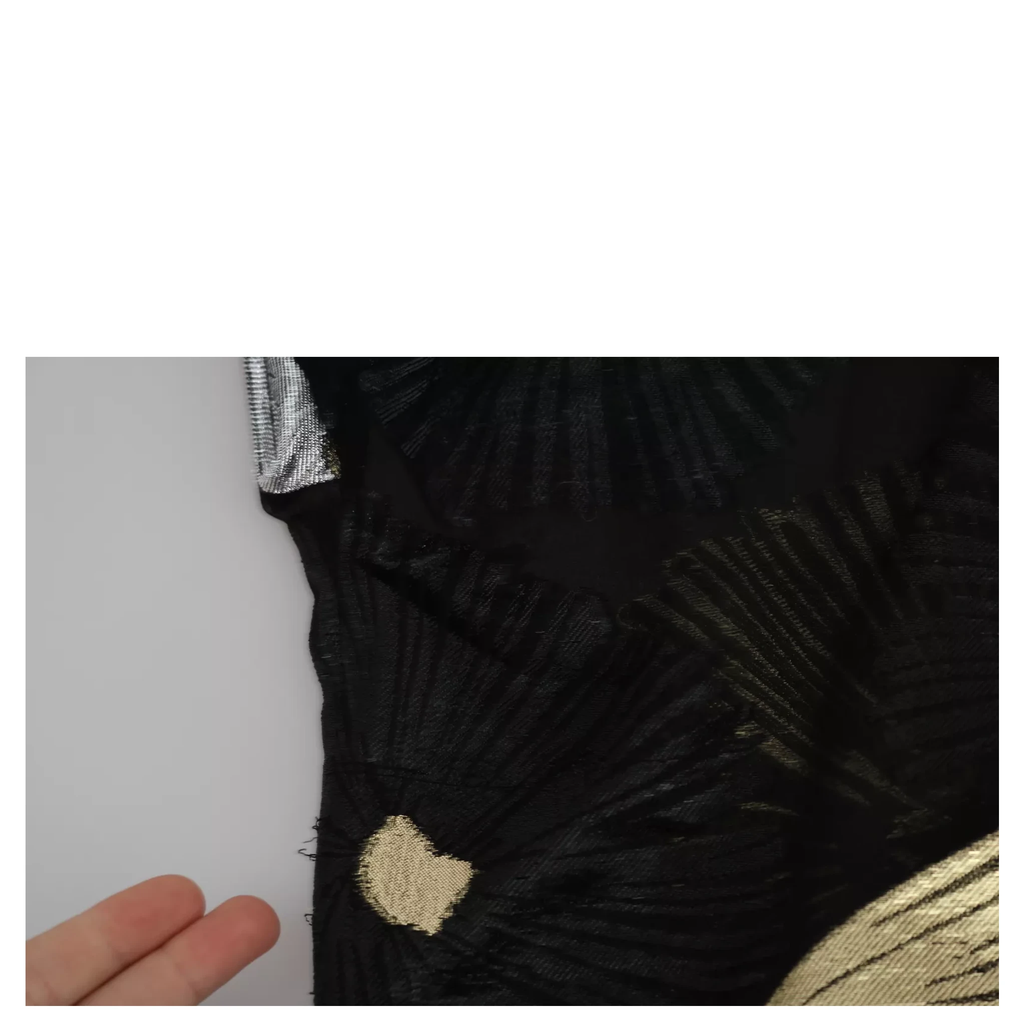 Gold Silver Silk Jacquard See Through Top Blouse