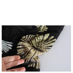 Gold Silver Silk Jacquard See Through Top Blouse