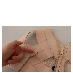 Beige Leather Open Shoulder Sheath Mini Dress