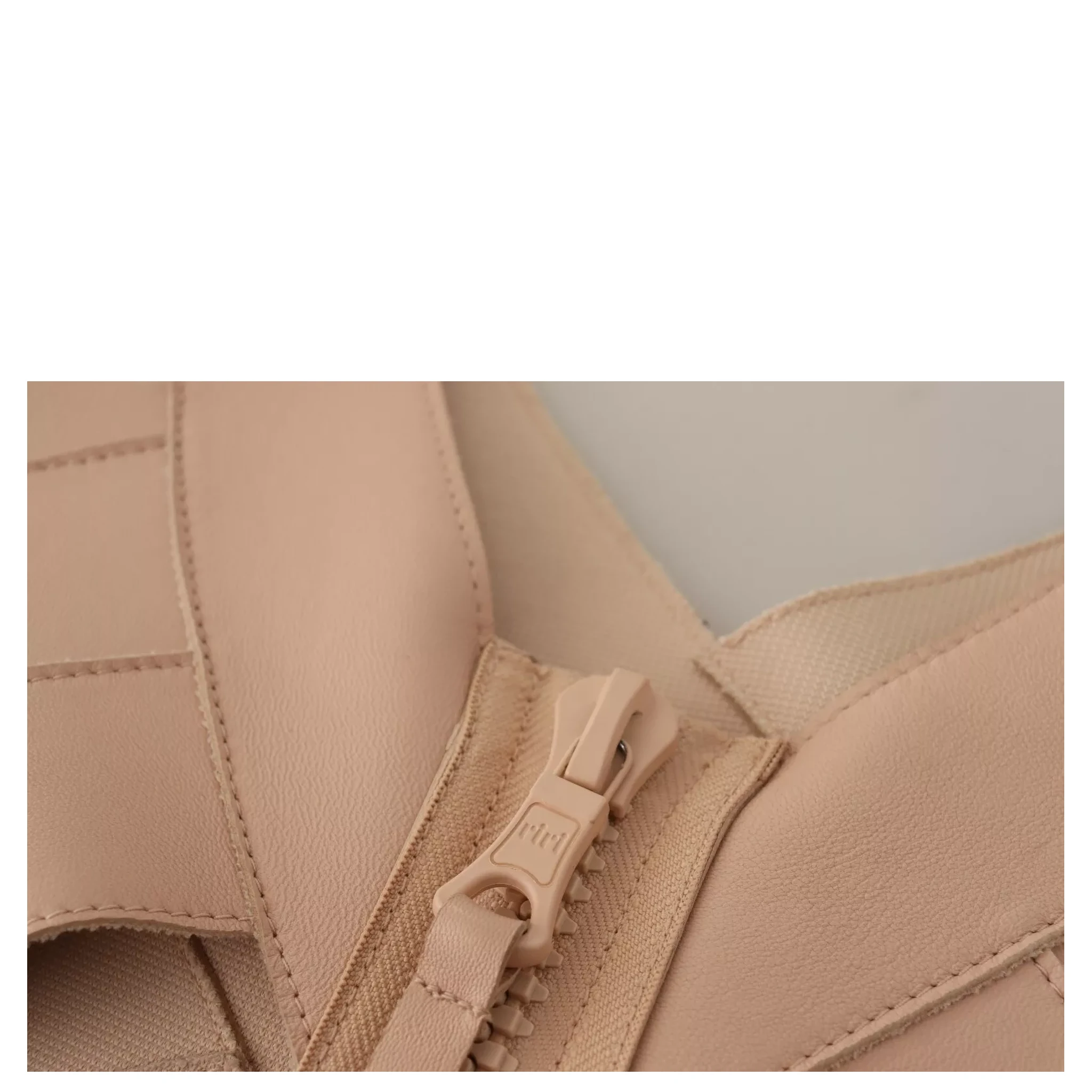 Beige Leather Open Shoulder Sheath Mini Dress