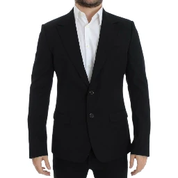 Black wool slim fit blazer