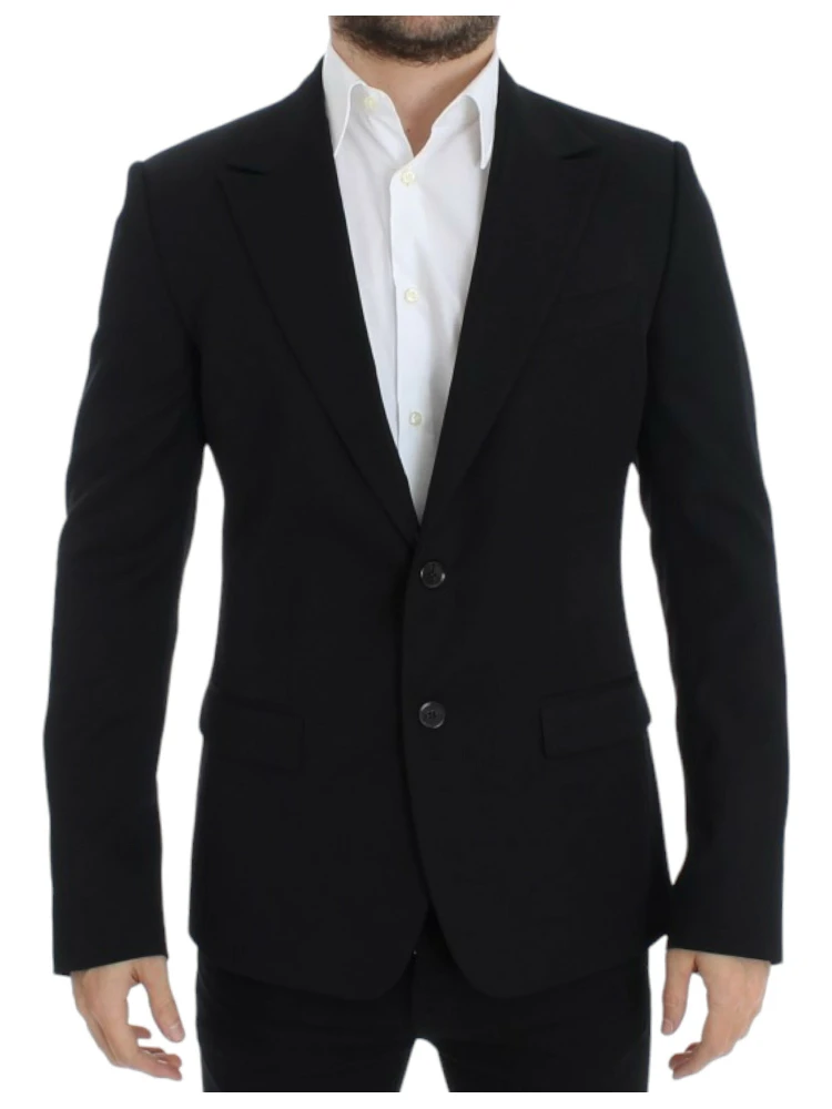 Black wool slim fit blazer