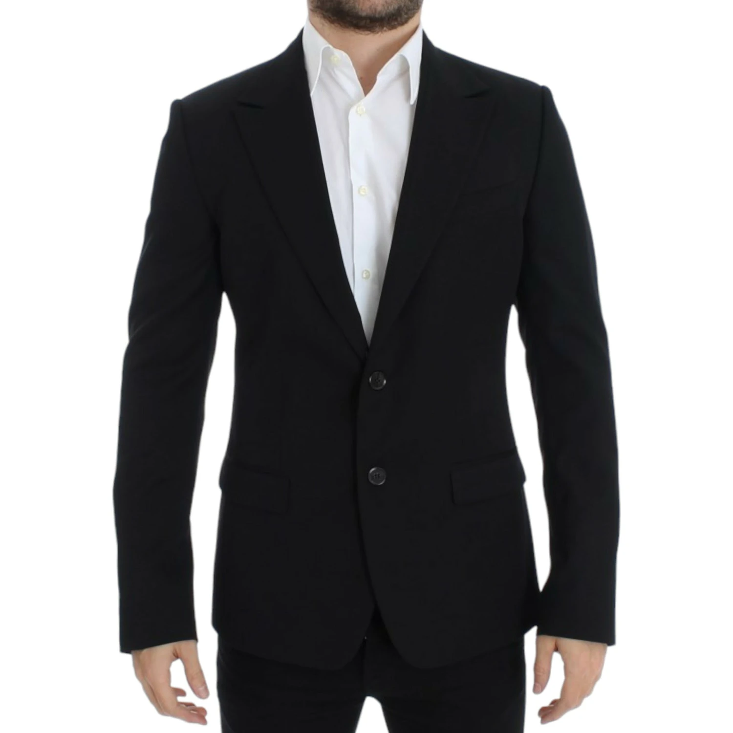 Black wool slim fit blazer