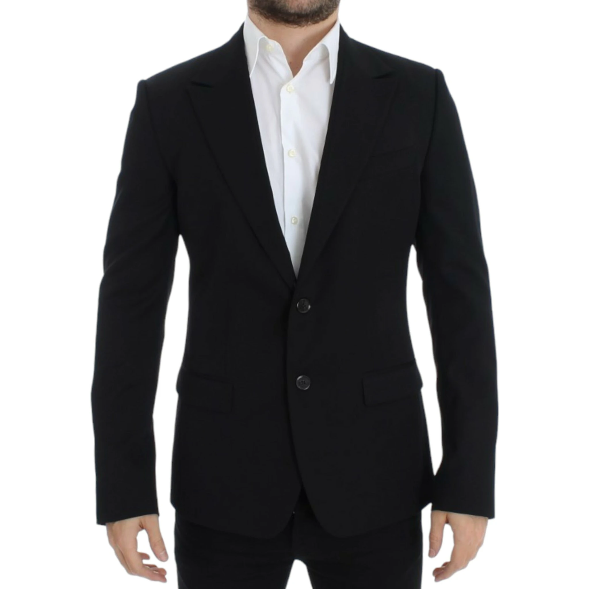 Black wool slim fit blazer