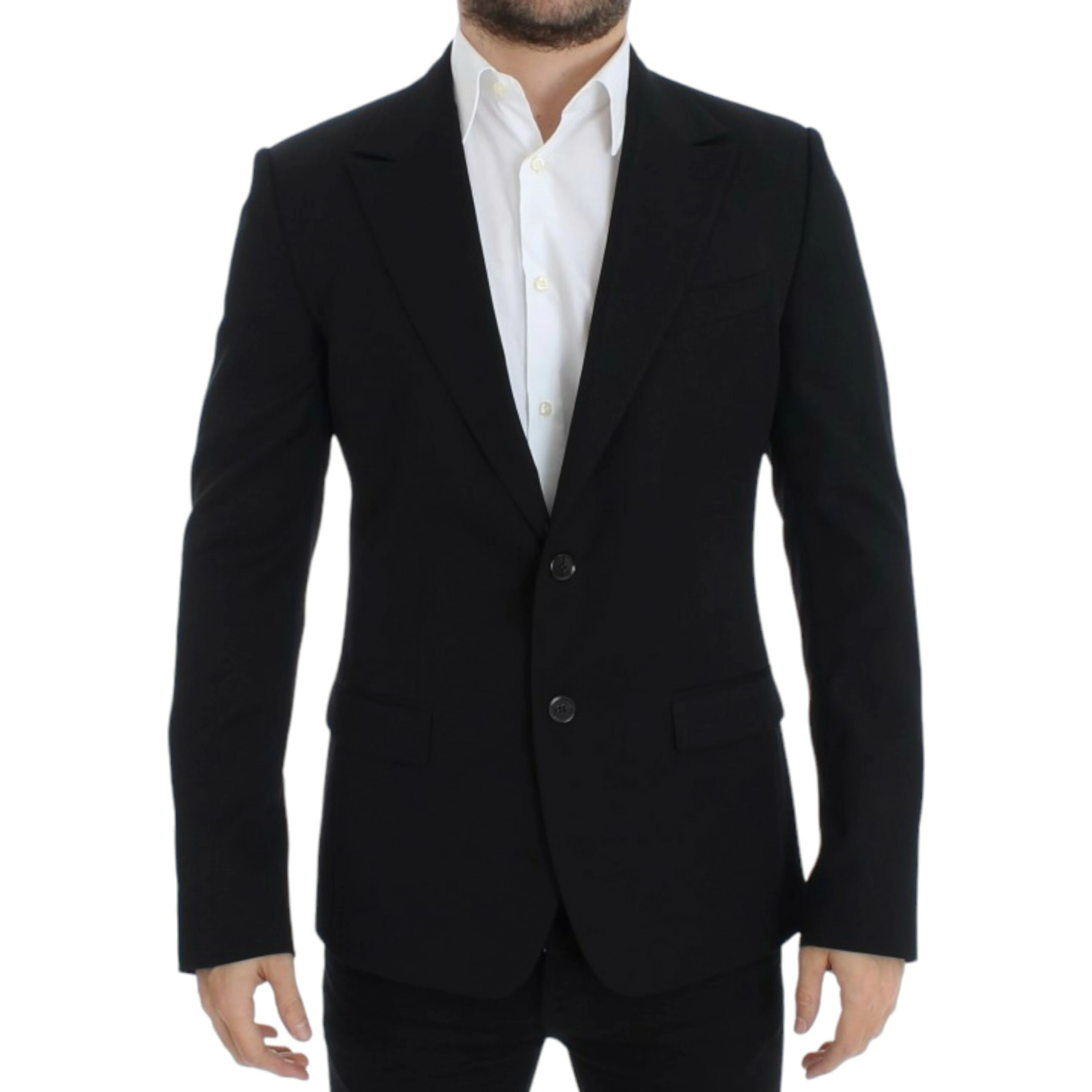 Black wool slim fit blazer