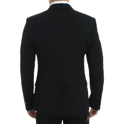 Black wool slim fit blazer