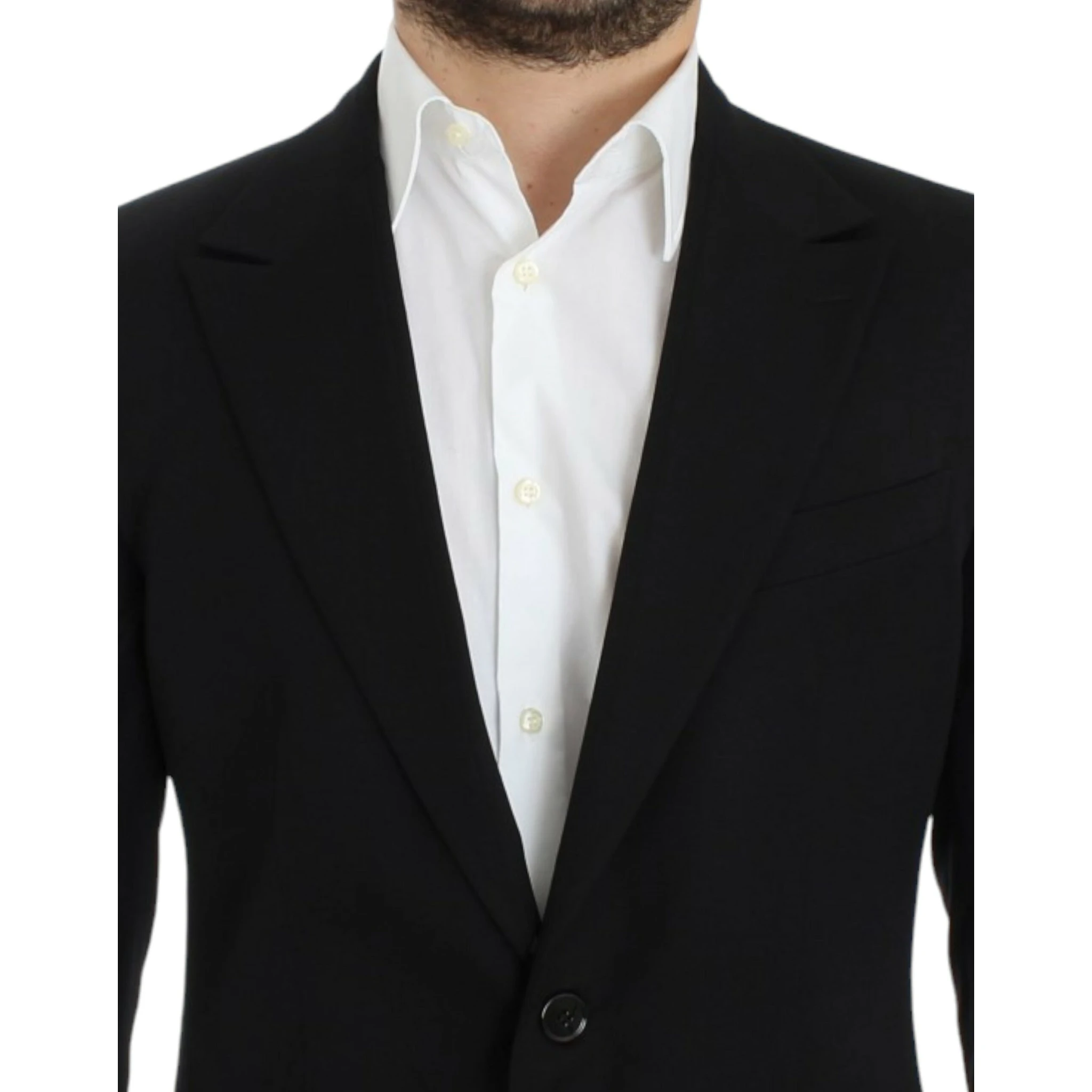 Black wool slim fit blazer