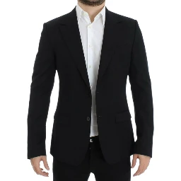 Black wool slim fit blazer