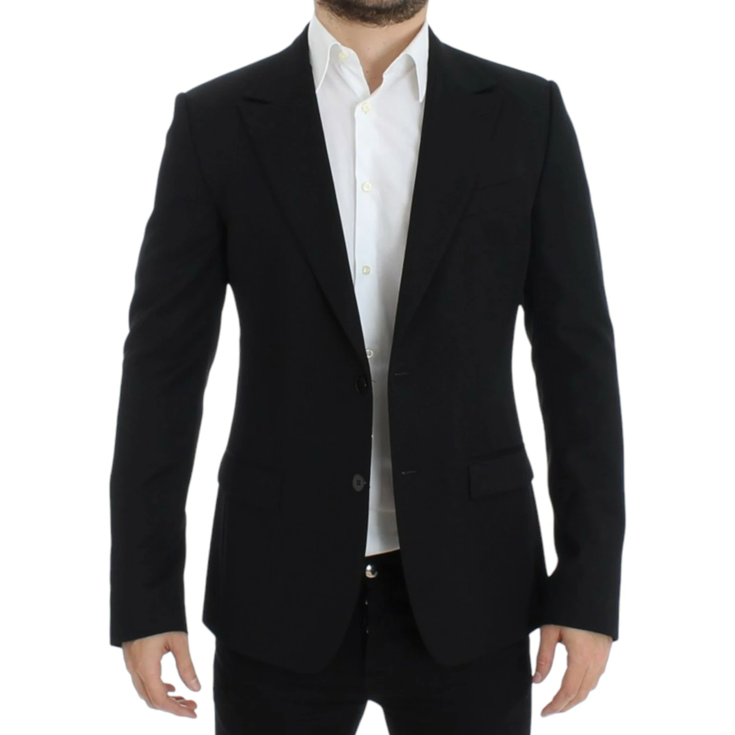 Black wool slim fit blazer