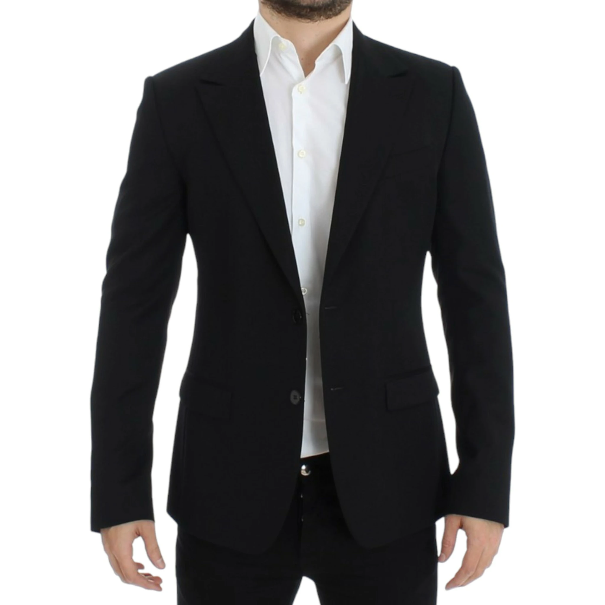 Black wool slim fit blazer