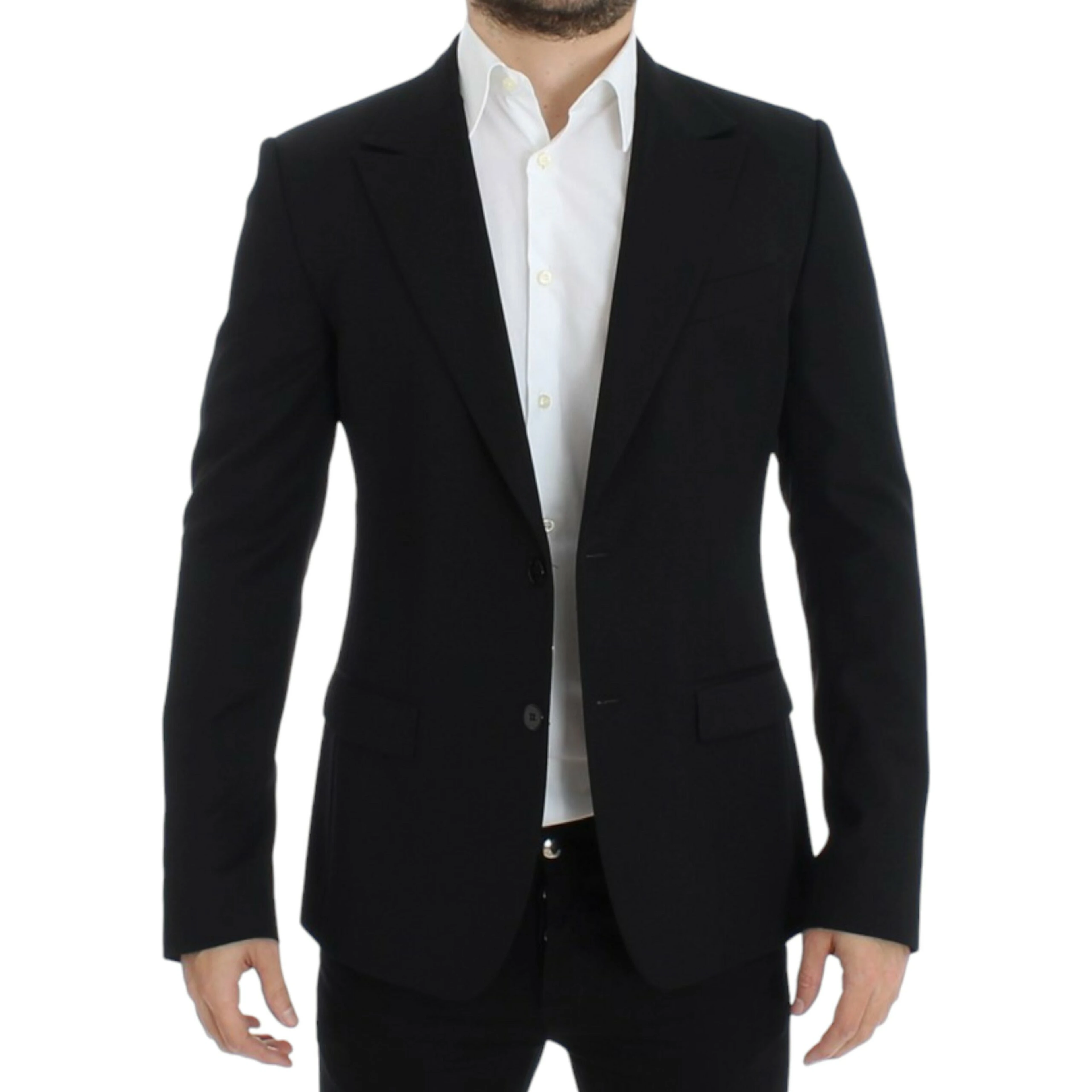 Black wool slim fit blazer