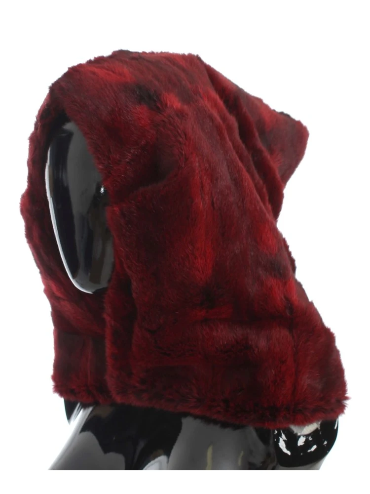 Bordeaux Hamster Fur Crochet Hood Scarf Hat
