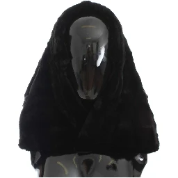 Black Weasel Fur Crochet Hood Scarf Hat