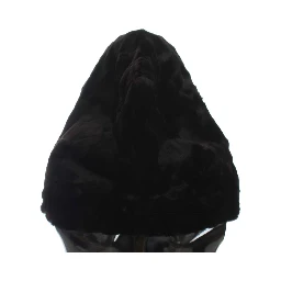 Black Weasel Fur Crochet Hood Scarf Hat