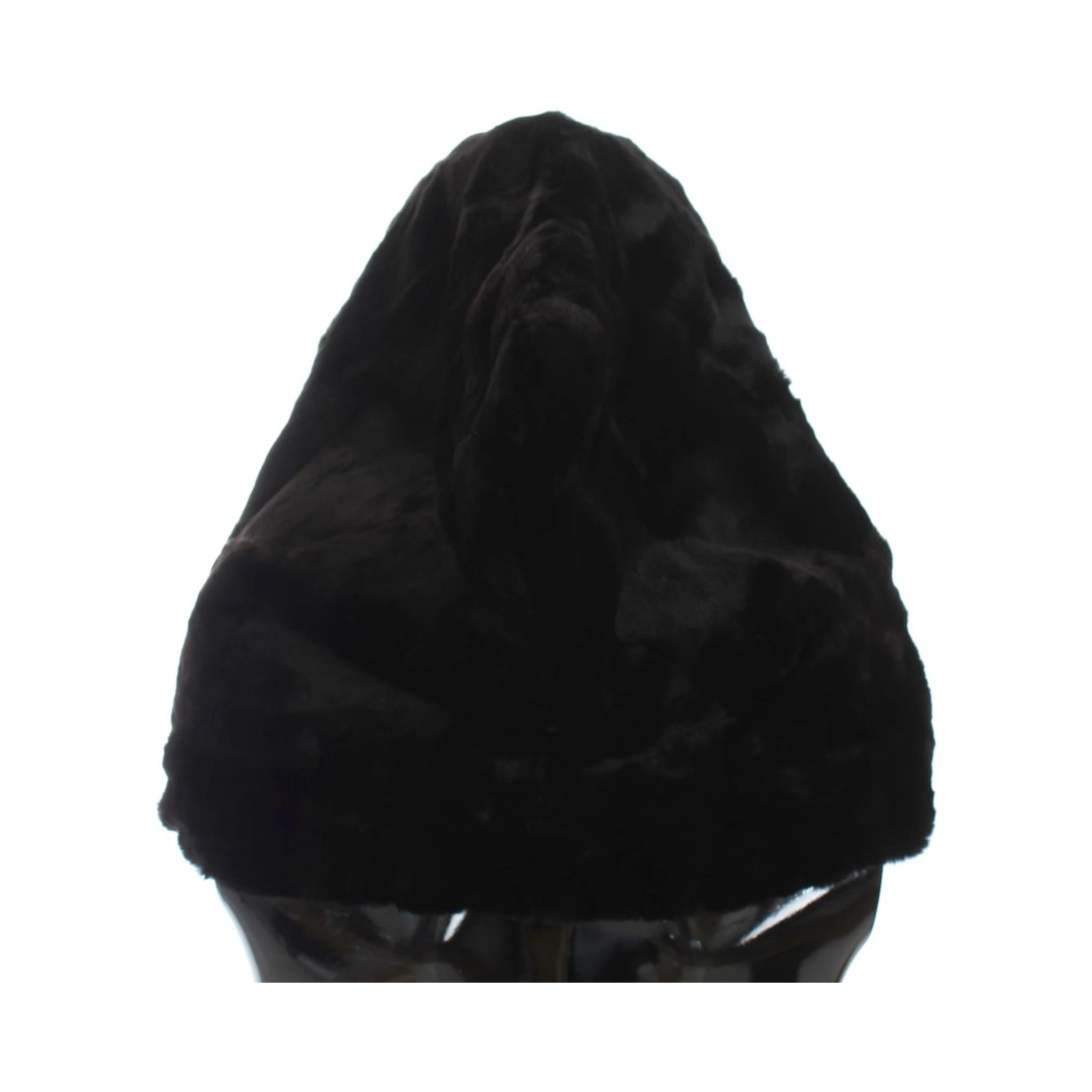 Black Weasel Fur Crochet Hood Scarf Hat