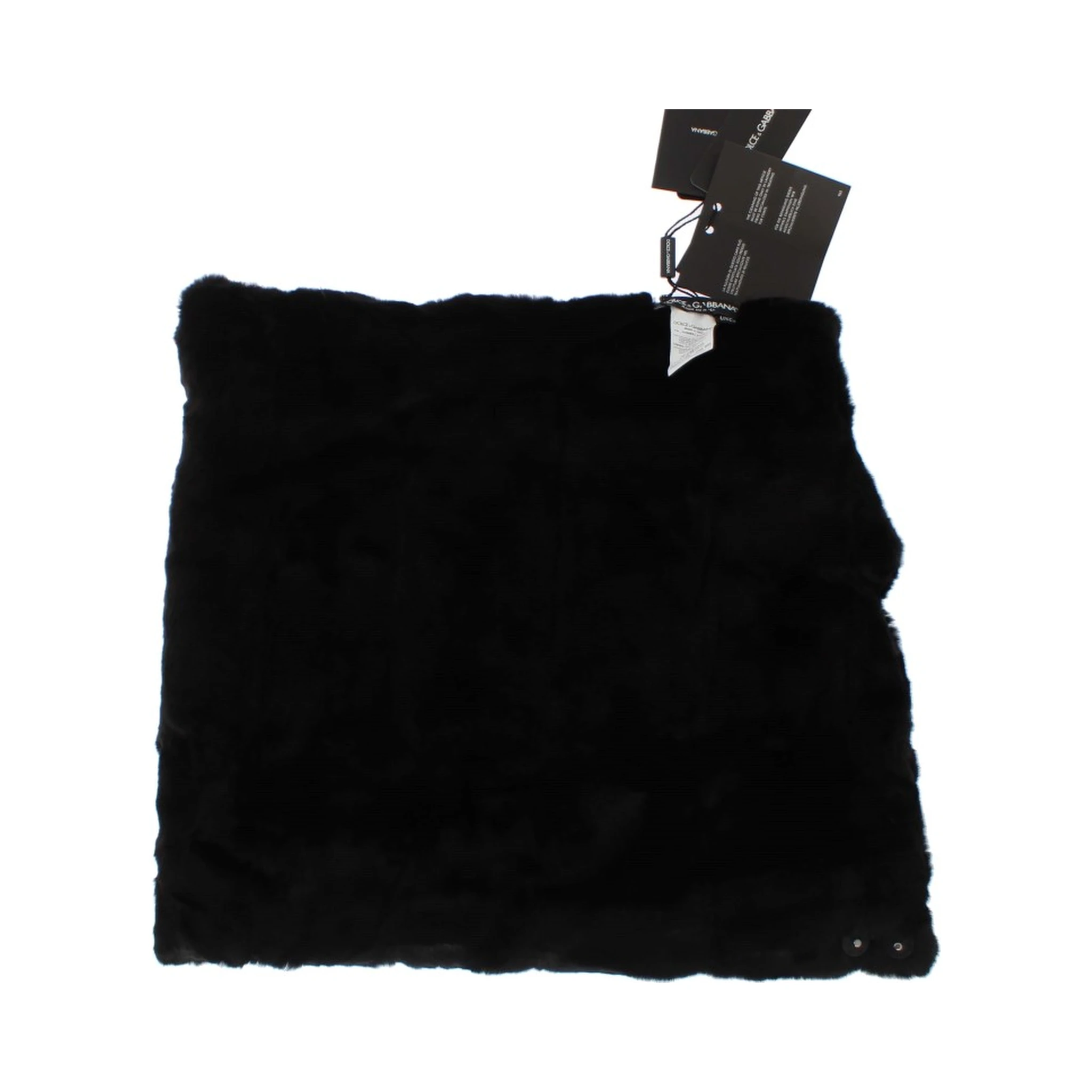 Black Weasel Fur Crochet Hood Scarf Hat