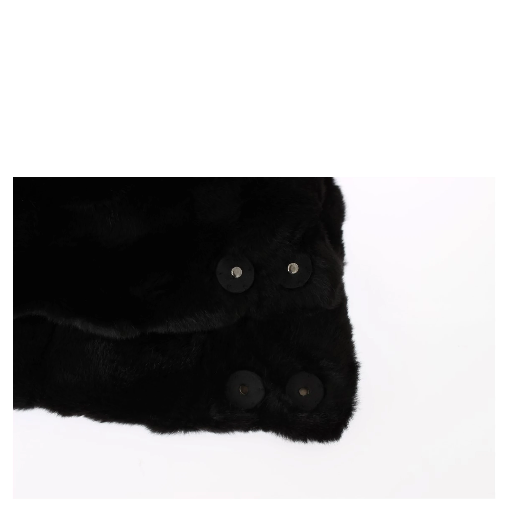 Black Weasel Fur Crochet Hood Scarf Hat