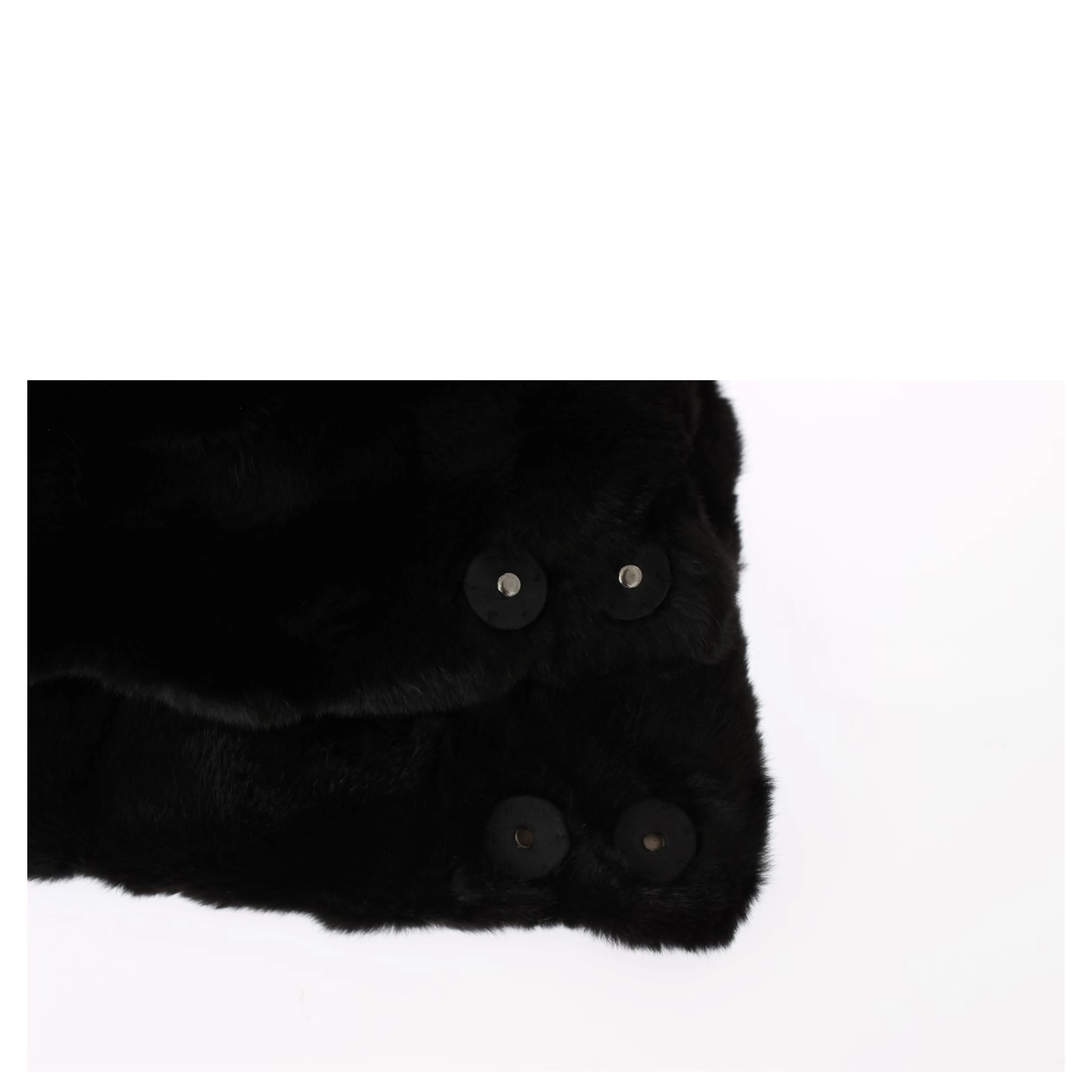 Black Weasel Fur Crochet Hood Scarf Hat