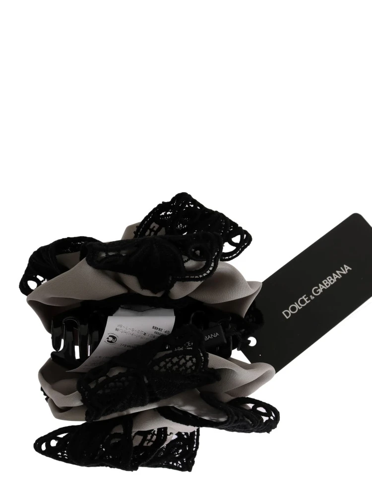 Gray Silk Black Lace Hair Claw