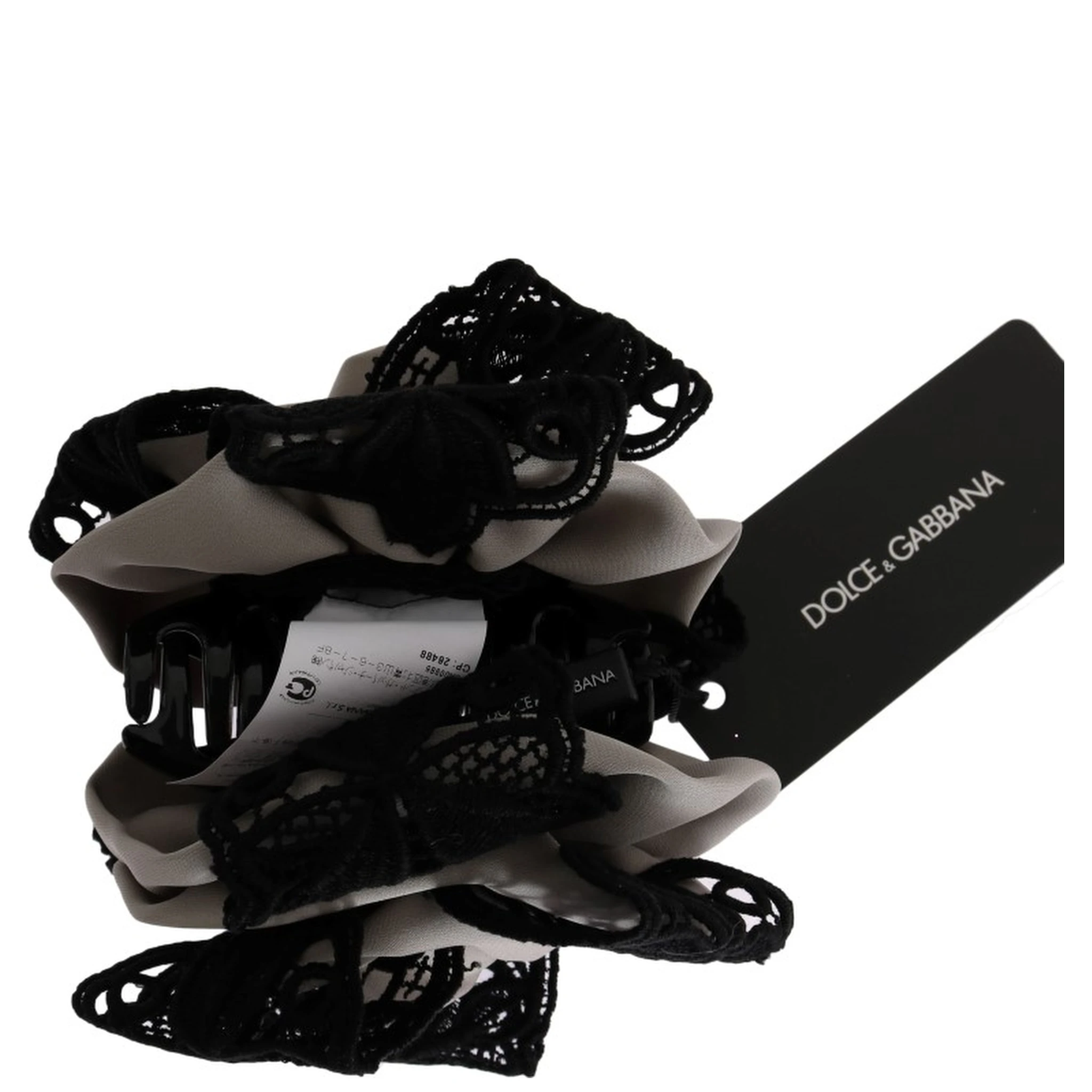 Gray Silk Black Lace Hair Claw