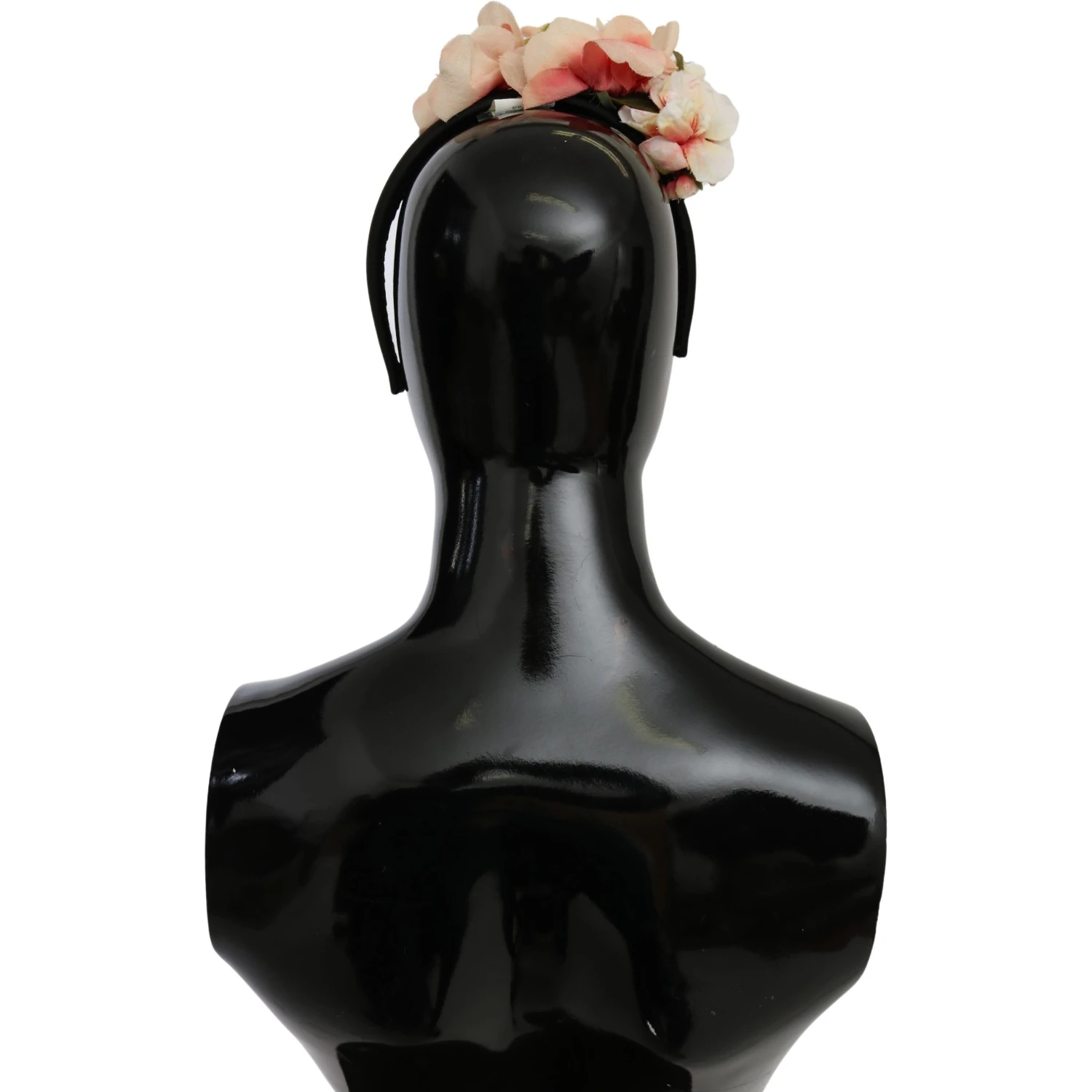 Pink Silk Black Floral Headband Logo Diadem