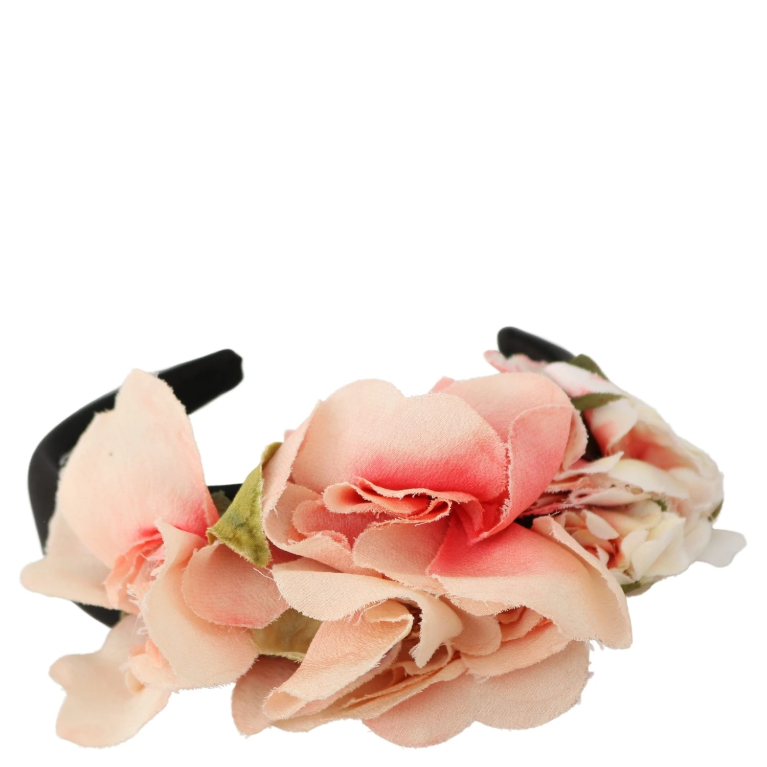 Pink Silk Black Floral Headband Logo Diadem
