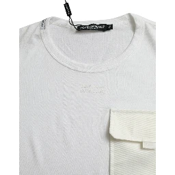 White Cotton Pocket Short Sleeves T-shirt