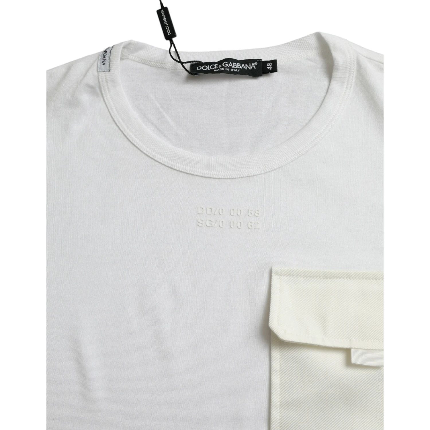 White Cotton Pocket Short Sleeves T-shirt