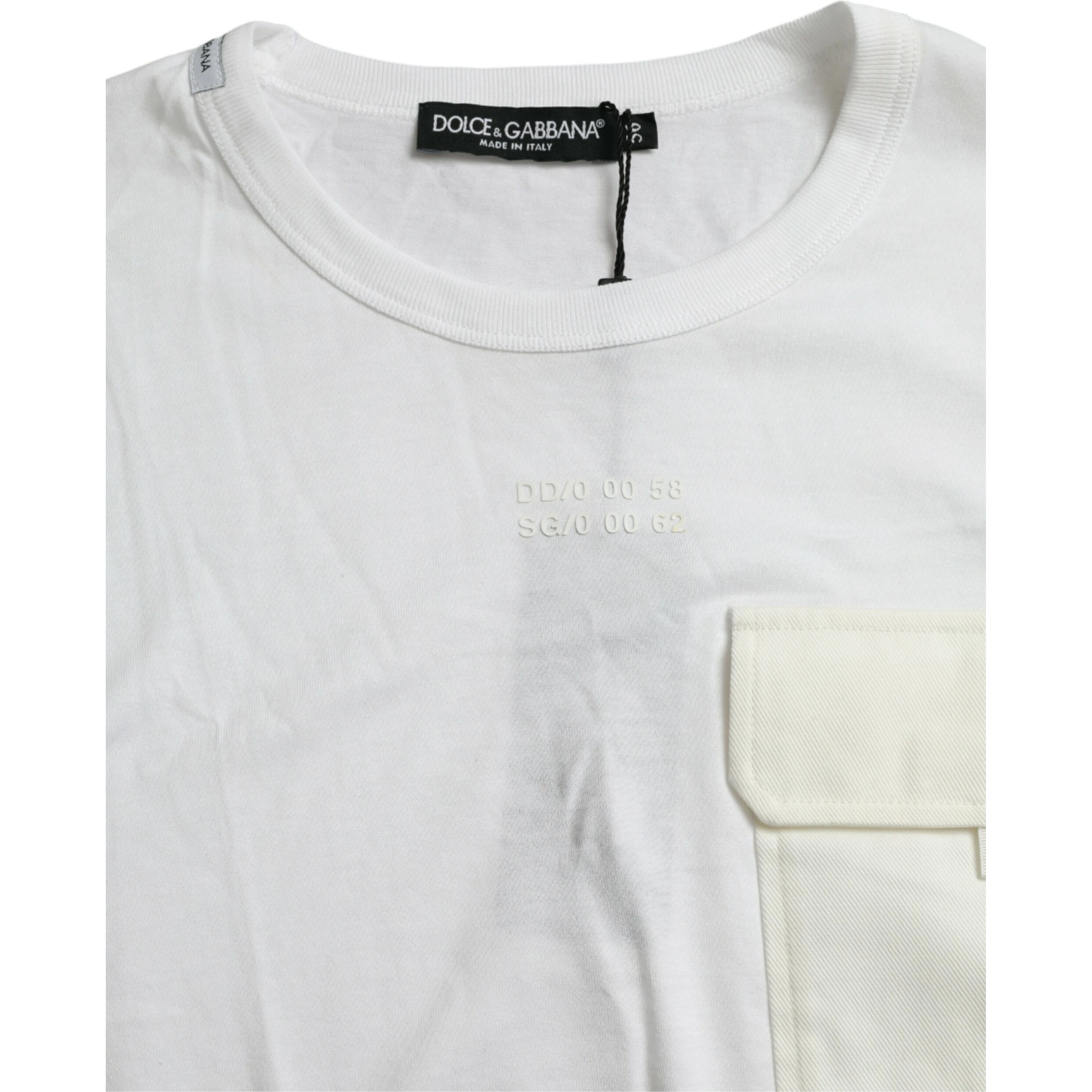 White Cotton Pocket Short Sleeves T-shirt