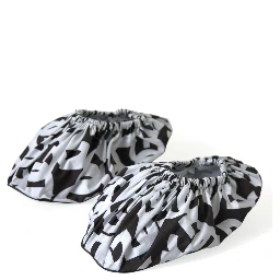 White Logo Print Nylon Slip On Flats Shoes