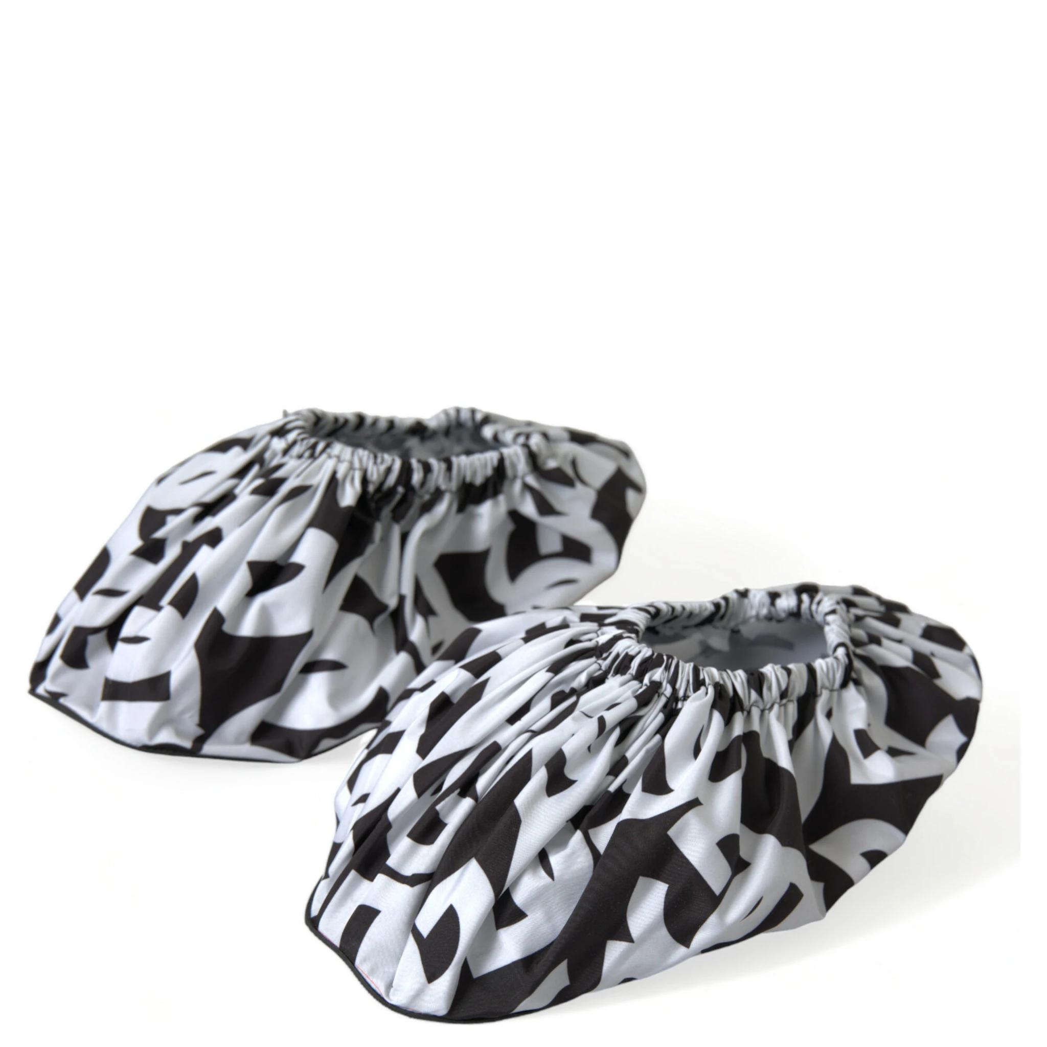 White Logo Print Nylon Slip On Flats Shoes