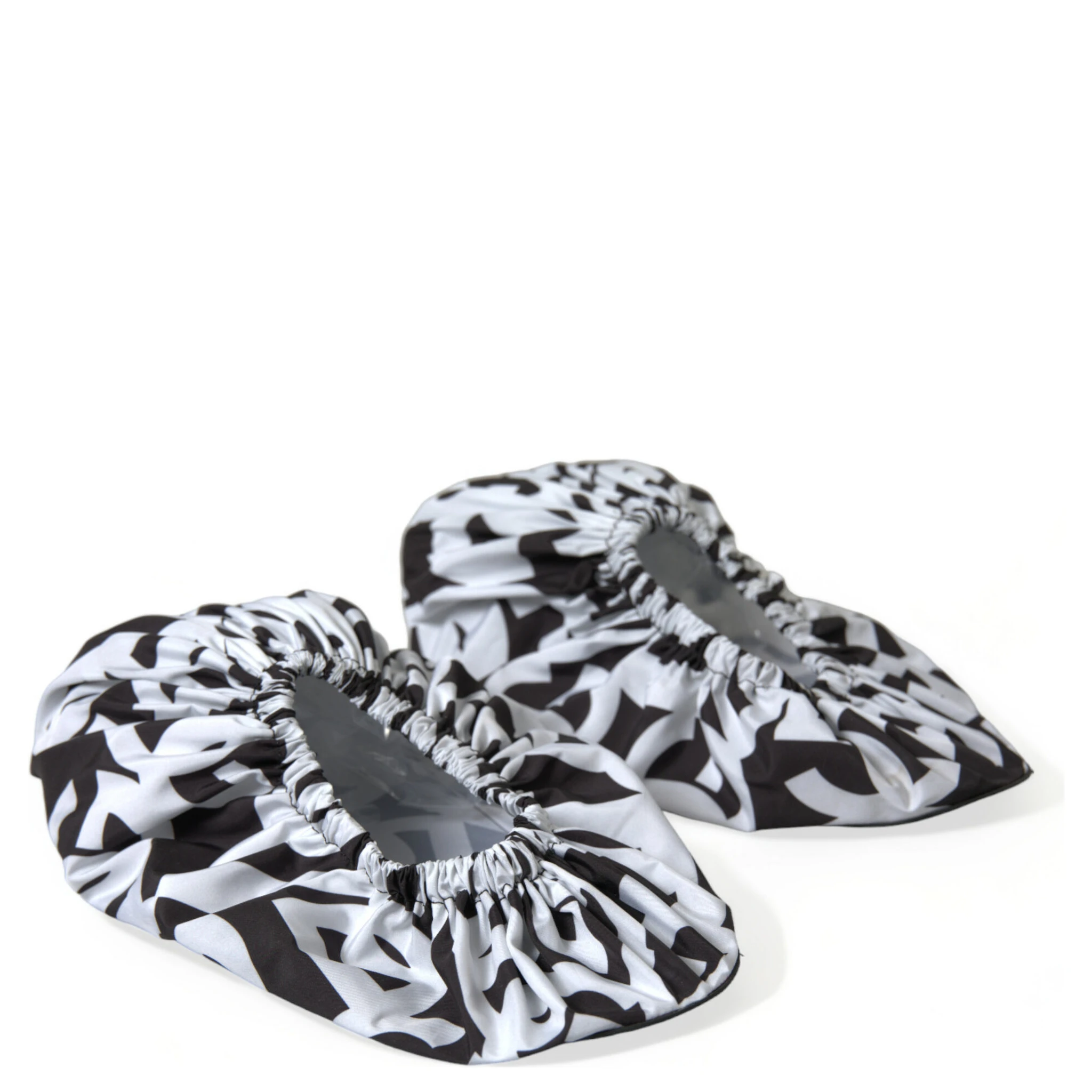 White Logo Print Nylon Slip On Flats Shoes