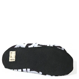 White Logo Print Nylon Slip On Flats Shoes