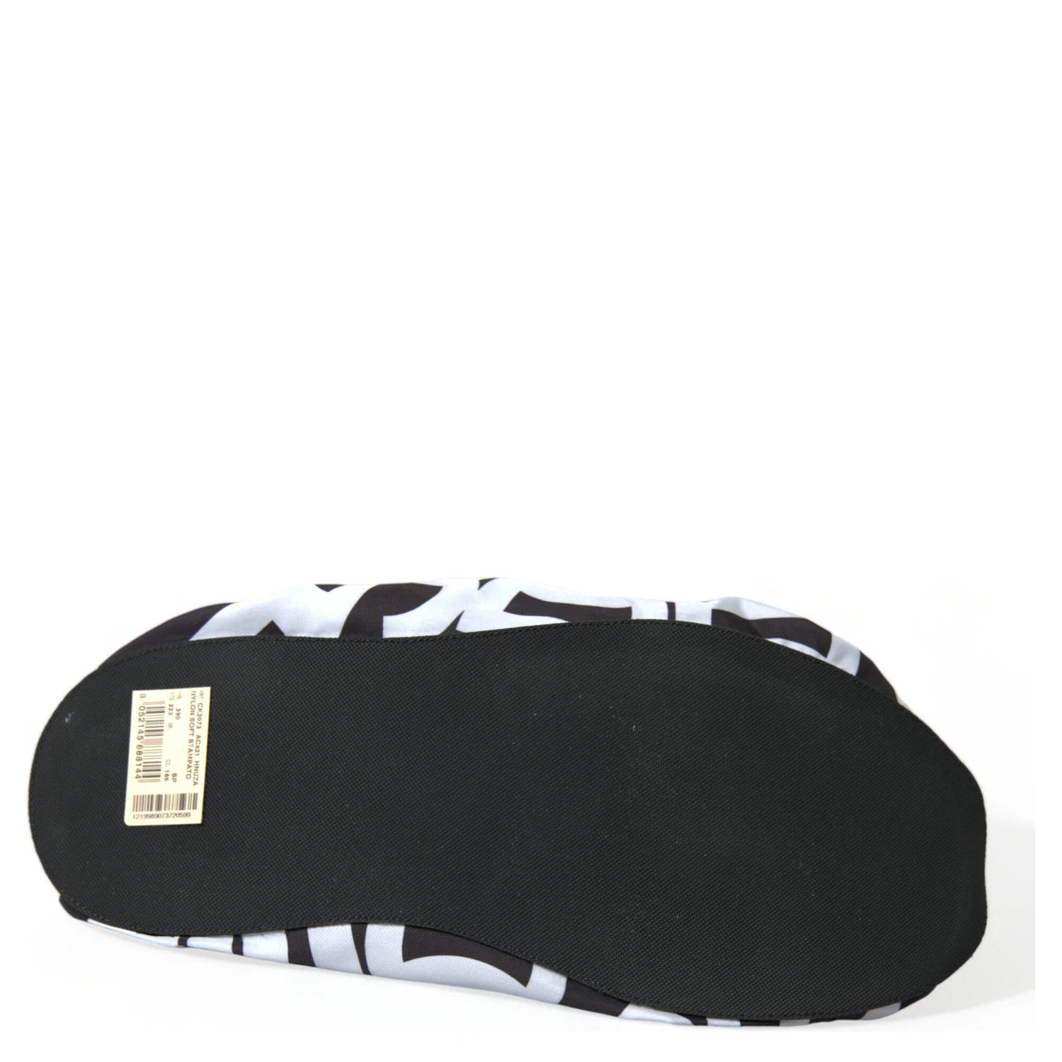 White Logo Print Nylon Slip On Flats Shoes