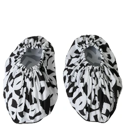 White Logo Print Nylon Slip On Flats Shoes